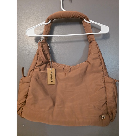 BearPaw Handbags - Bearpaw Puffer Hobo Bag Tan Brown Quilted Padded Shoulder Bag NWT